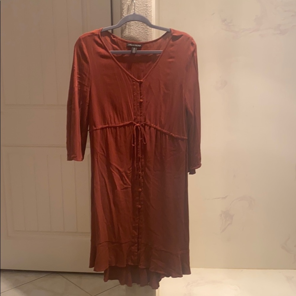 Burnt Orange Linen Dress